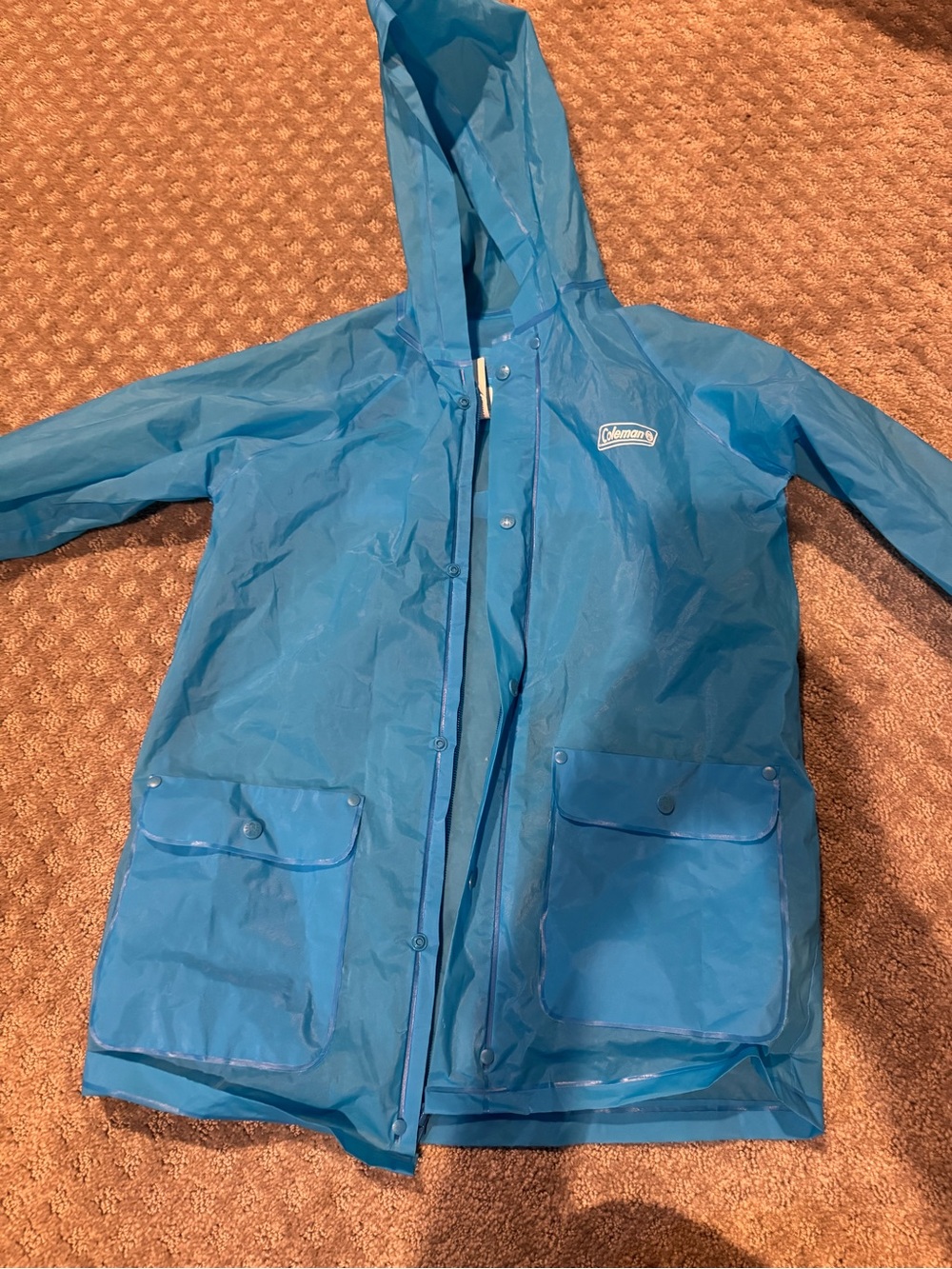 Coleman Kids Blue Hooded Raincoat with Front Pockets